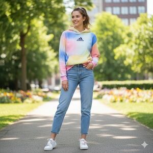 adidas girls hoodie sweatshirt pastel tie dye pullover